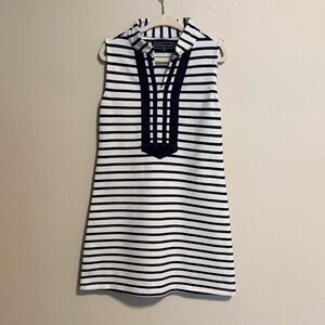 Duffield Lane Navy and White Striped Hooded Shift Dress